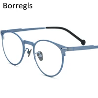 

Borregls Pure Titanium Glasses Men Retro Round Prescription Eyeglasses Frame Optical Myopia Eyewear Women 18510