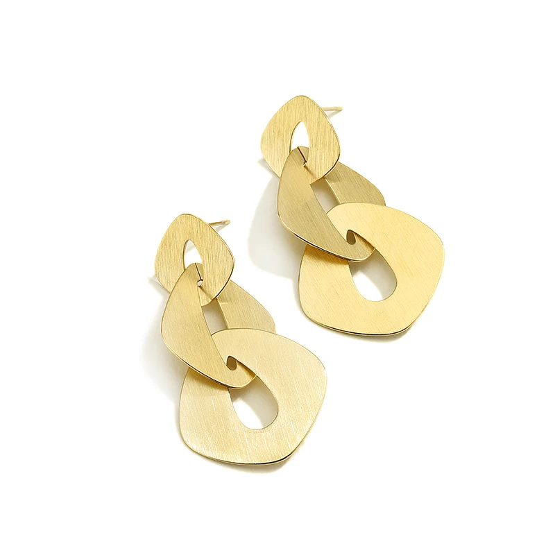 

Hot Selling Stainless Steel Women's Wedding Gift Jewelry 14K Gold Plated Irregular Earrings