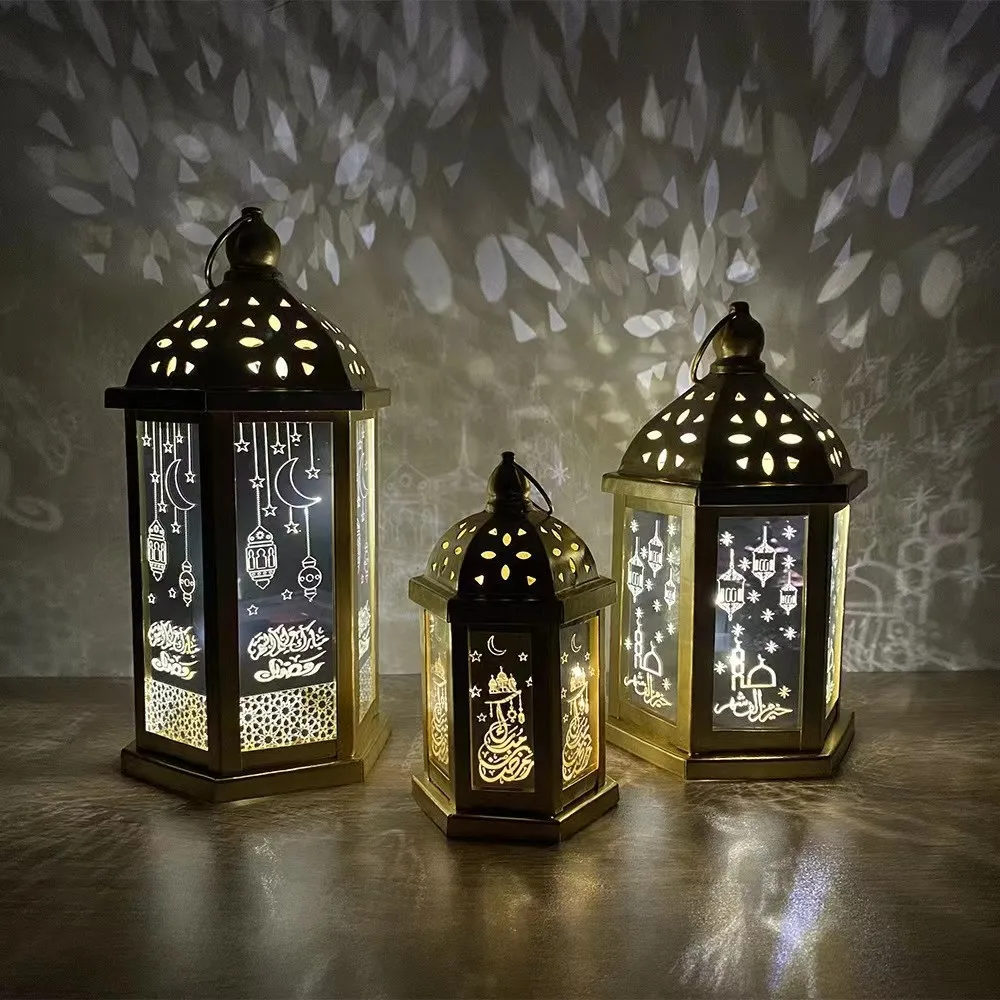 

Nicro Middle East Luxury Style Eid Mubarak Festival Decoration Ramadan Home Crafts Display Led Iron Lantern