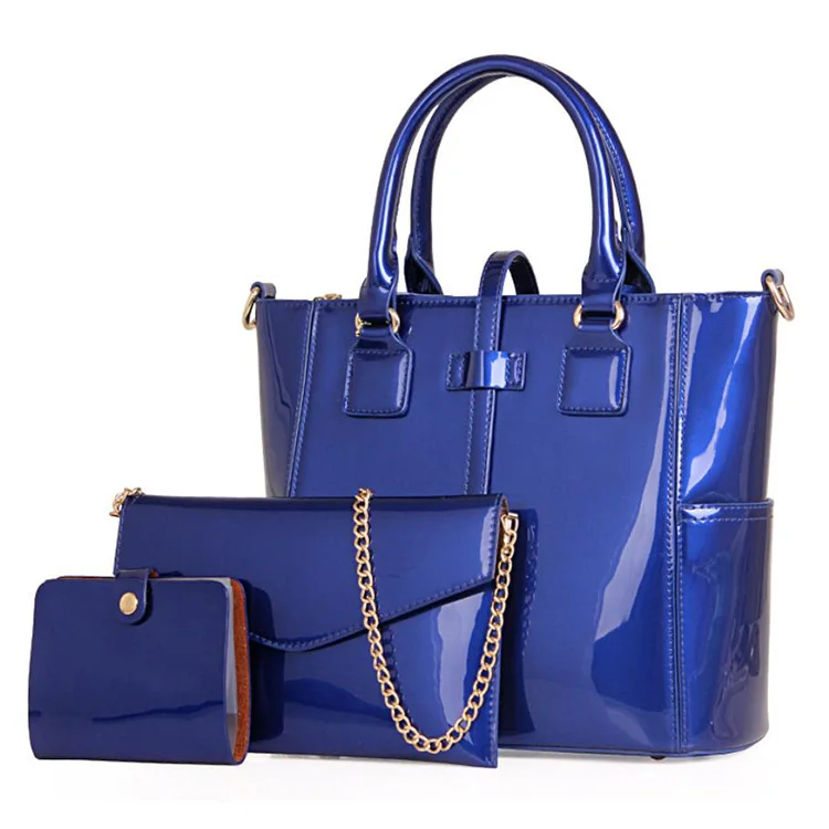

OEM Branded Lastest Stylish Ladies Office Big Hand Bag Waterproof PU Leather 3 PCS Handbag Set For Women, 4 colors in storage and custom color is workable