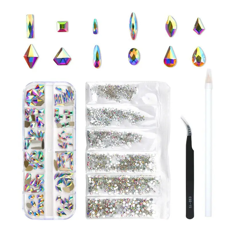 

K9 Glass Flat Back Crystal Nail Diamond Non Hot Fix Rhinestones, Colorful