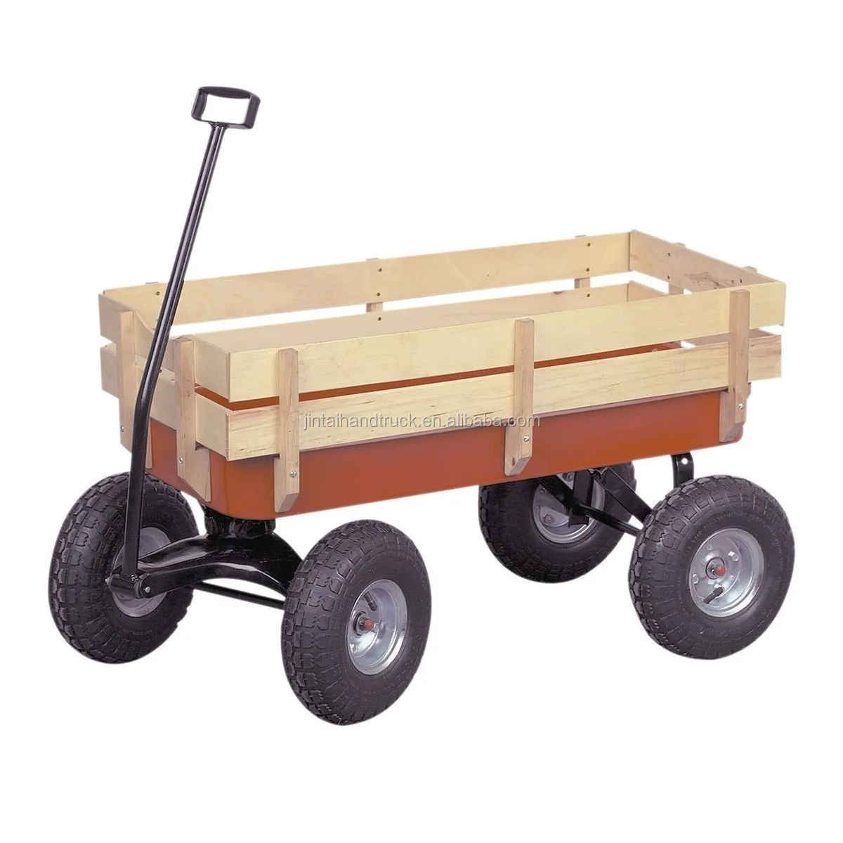 Garden Wooden Panel Wagon Children Pull Wagon Tool Cart With 4 Wheels ...