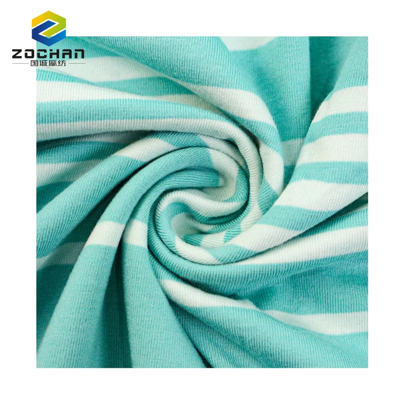 

factory 56% pima cotton 38% modal 6%spandex stripe jersey lightweight wicking knitted fabric for t shirt Sportswear