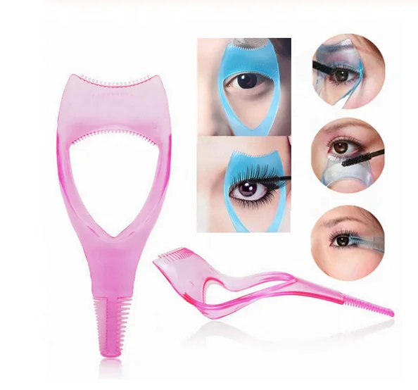 

QY Color Make Up 3 In1 Mascara Applicator Guide Guard False Eyelashes Baffle Comb Cosmetic Plastic Brush Curler Makeup Tools, Customized