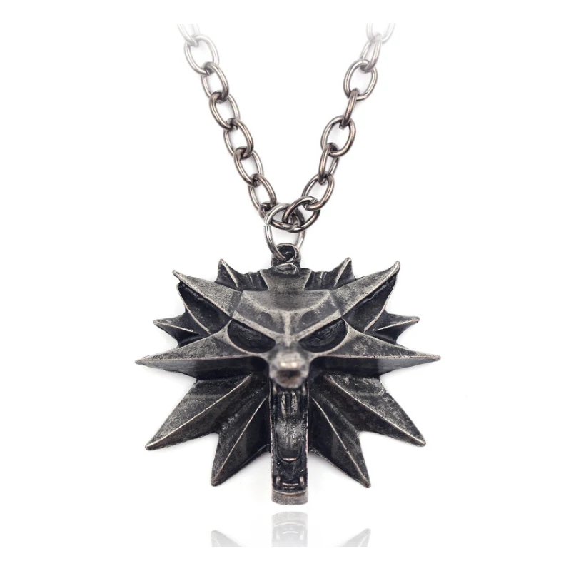 

Hot Sale Witcher 3 Wild Hunt Game Necklace Design Men Wolf Necklace Men, As picture show