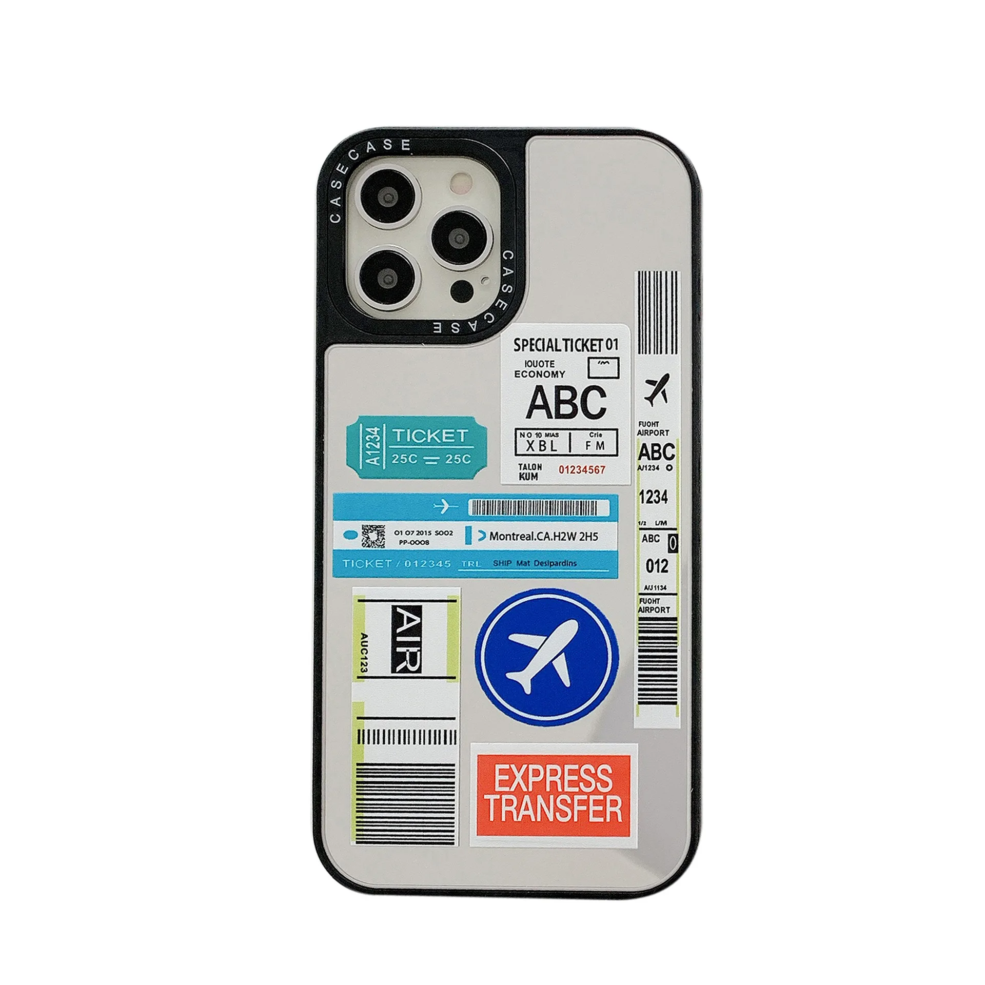 

Mirror plane ticket airplane mobile phone case, TPU transparent shockproof protective case, suitable for iphone 6 7 8 se