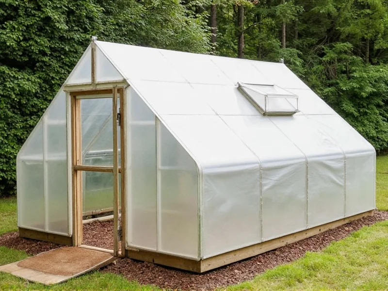 Recycled polycarbonate greenhouse panels on wooden frame