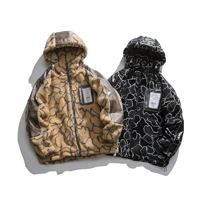 

2021 Winter new trendy men's lambswool thick fleece coat teenage plus size hooded fleece jacket for men and women wear, Picture