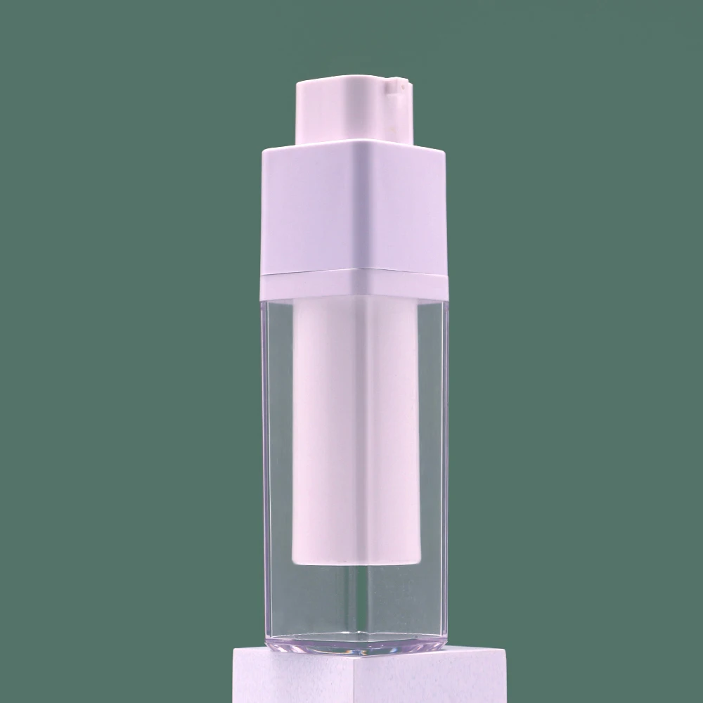 Free Sample Luxury Skin Care Double Wall Square White Slim Cosmetic Pump Sprayer Plastic Twist up 30ml 50ml Airless Pump Bottle