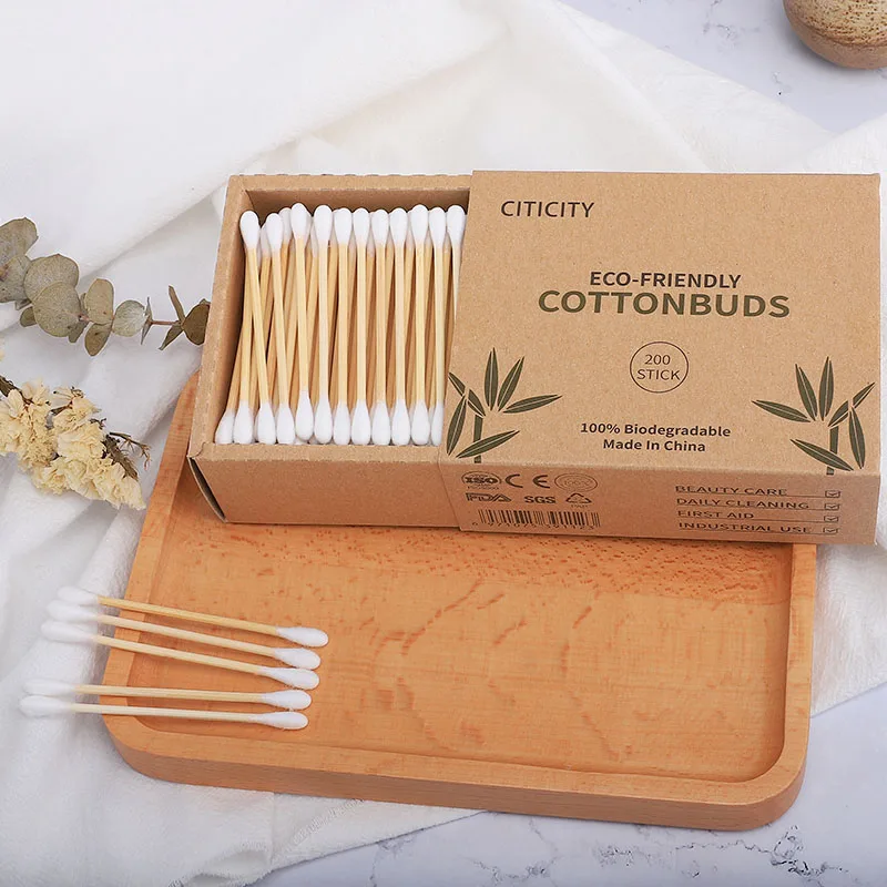 
ear cleaning cotton buds bamboo stick swab 