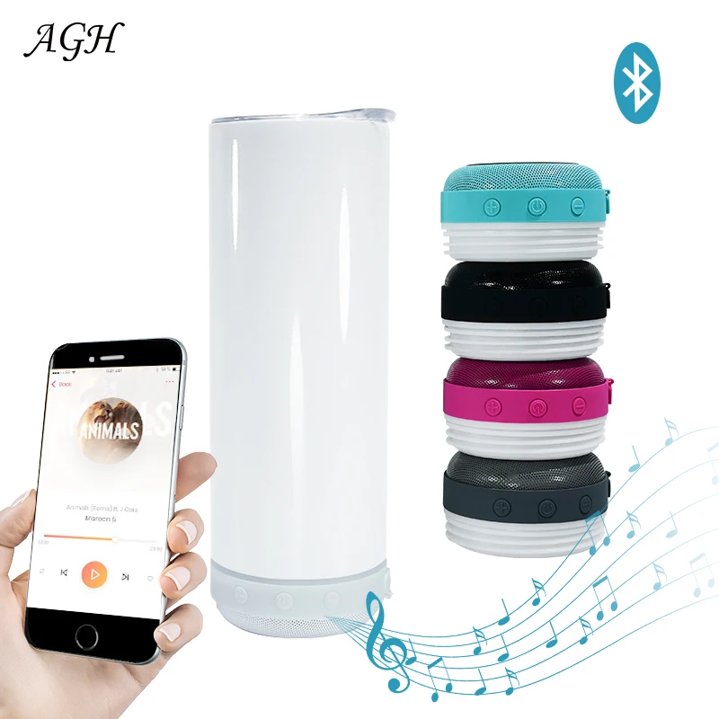 

AGH USA Warehouse 20oz OZ Smart Water Bottles Wireless Music Player Sublimation Blanks Straight Speaker Tumbler With Speaker