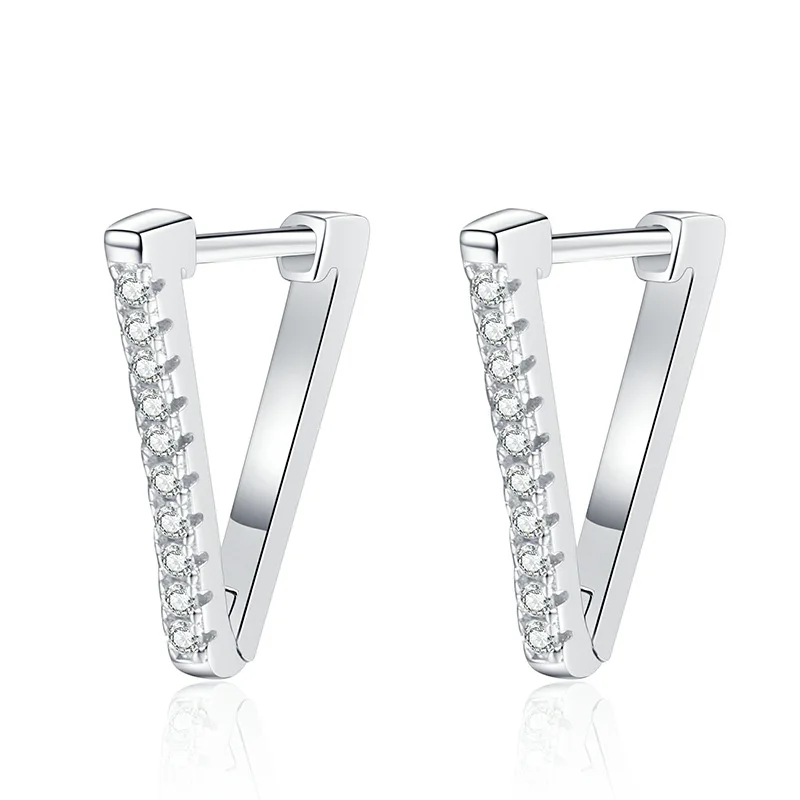 S925 Sterling Silver V-Shape Earrings Elegant and Stylish Moissanite Jewelry Simple Luxury Fashion Moissanite Jewelry
