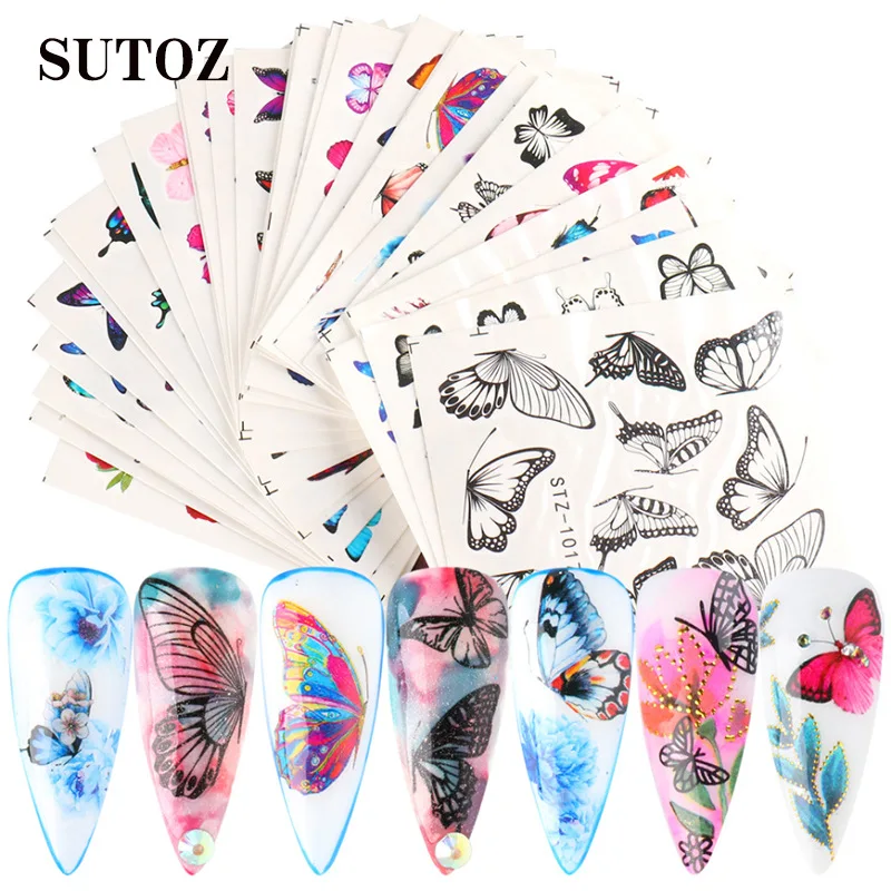 

Wholesale Nail Sticker Butterfly INS Classic Watercolor Nail Decal Water Sticker