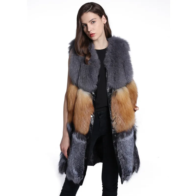 

Luxury winter Natural fur vest women real fox fur vest
