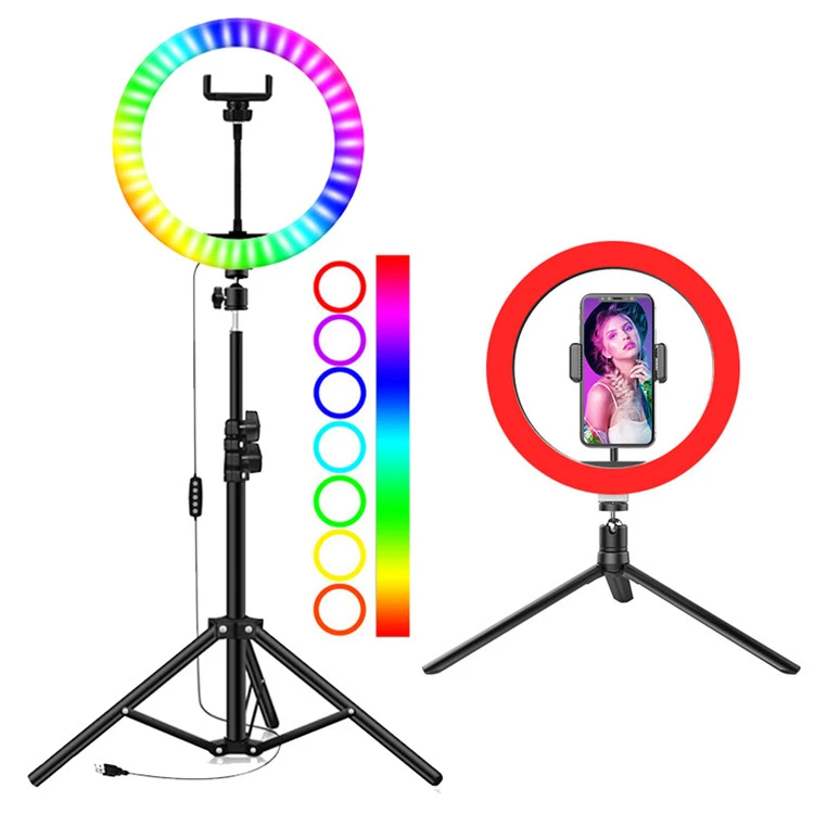 

Beauty makeups 10inch Tiktok make up selfie light ring with tripod stand 26cm ring light selfie make up RGB selfie ring light