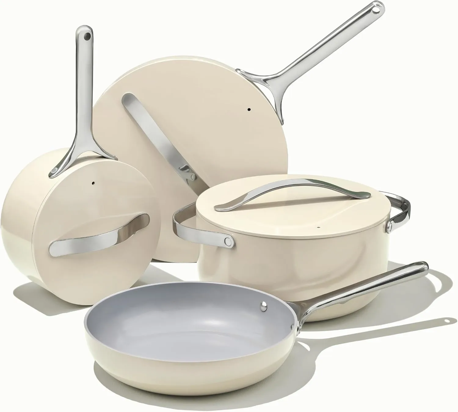 CARAWAYHOME High Quality Ceramic Coating Aluminium Non-stick Cookware Set Dishwasher and Oven Safe With Stainless Steel Handle