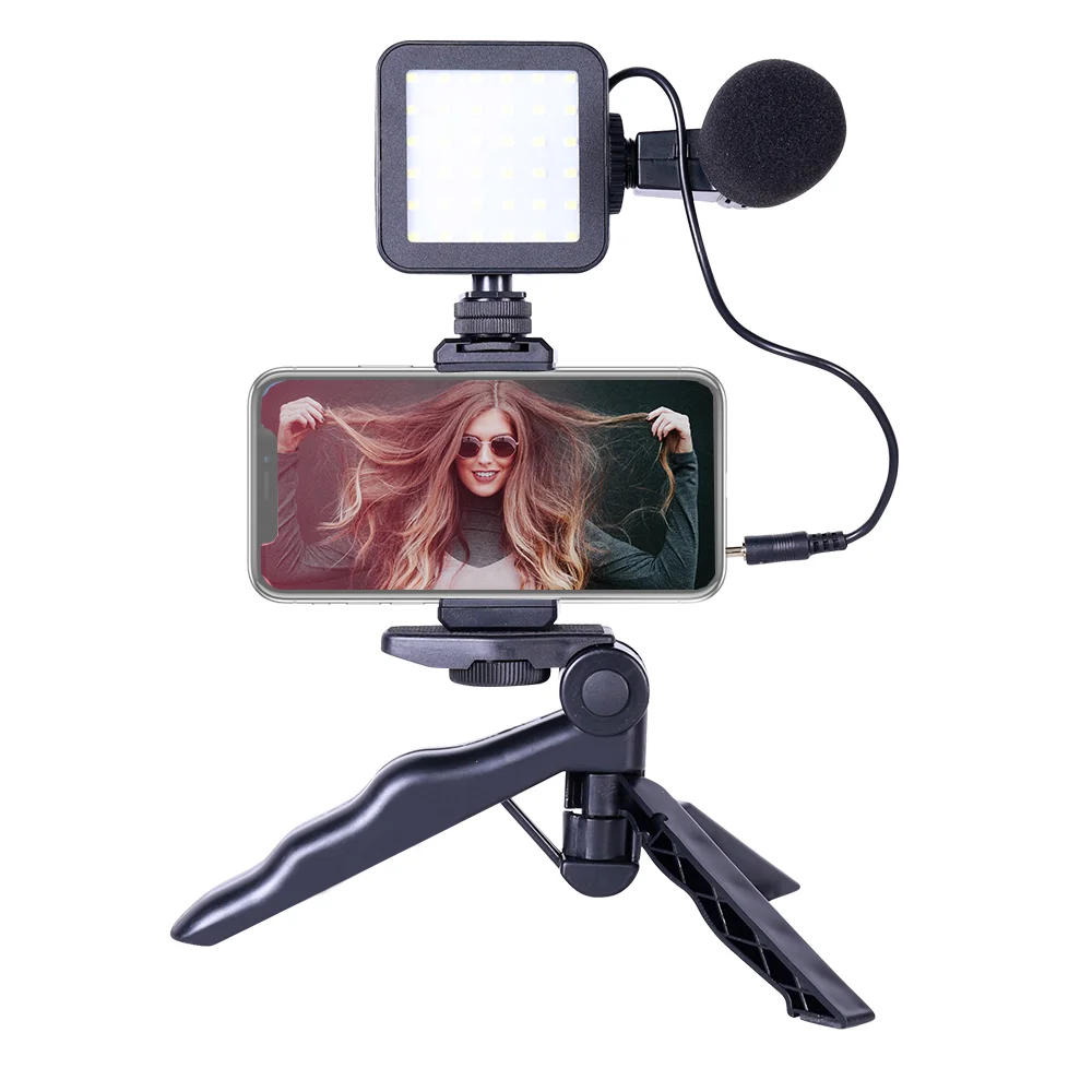 

wholesale mobile phone video vlog tripod lights vlog kit small microphone