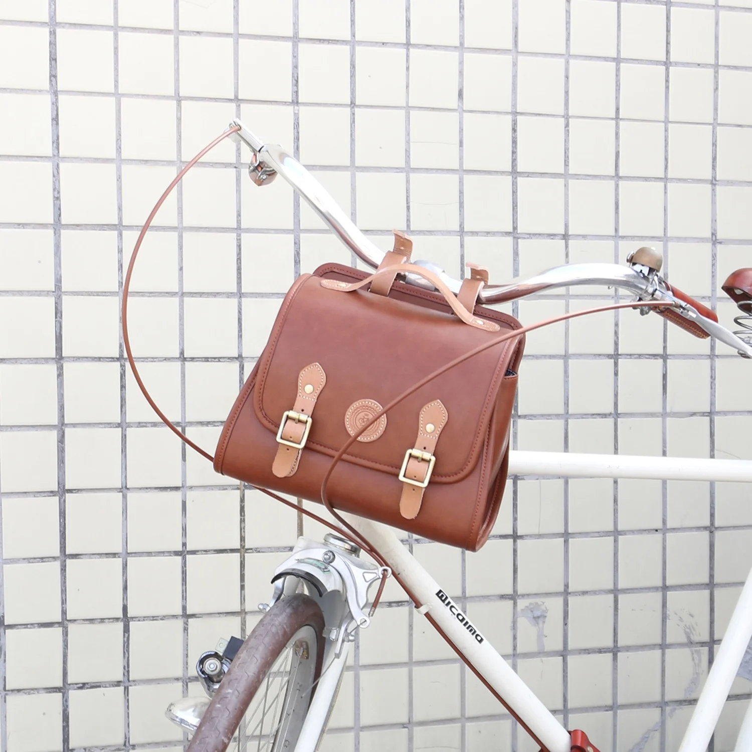

HIBO new design vintage looking custom bike bag leather bike handlebar bag