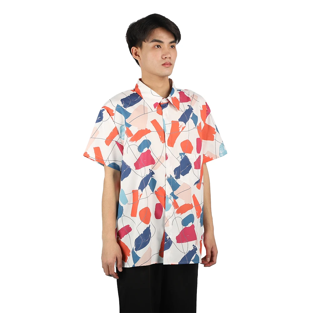

Summer Men Short Sleeve Single Breasted Printing Casual Hawaiian Beach Shirt