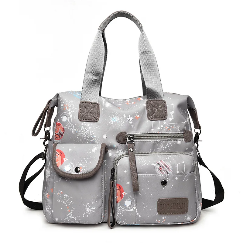 

Casual multi purpose gray starry sky waterproof large size crossbody lady handbag