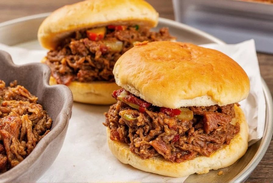 Fresh herbs sprinkled on finished pulled pork