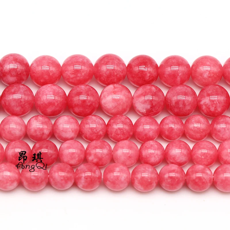 

Wholesale Natural Gemstone Round Polished Argentina Rhodochrosite Stone Loose Beads For Jewelry Making, Dyed red color