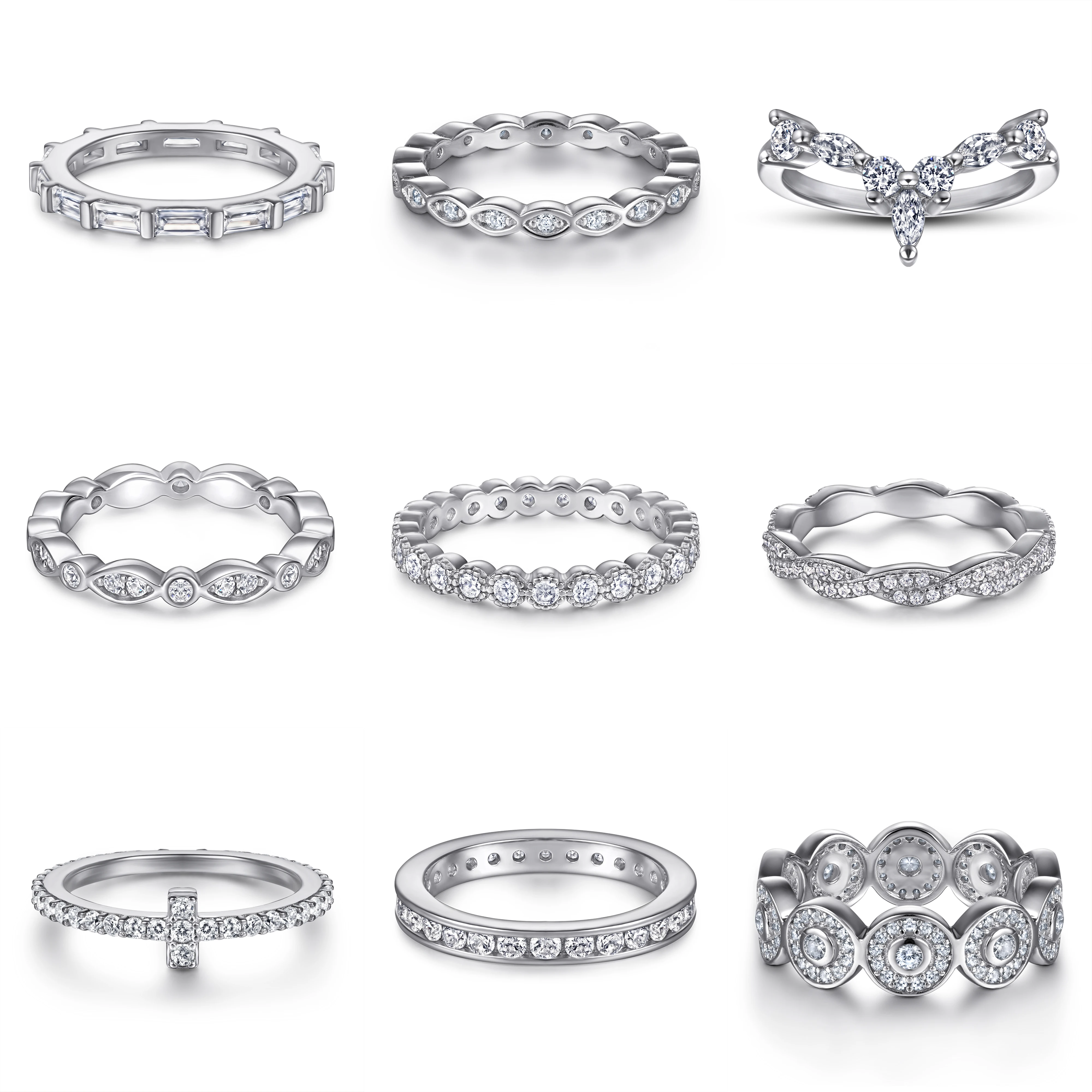Custom Wholesale 925 Sterling Silver Zircon Non Fade Engagement Rings for Women