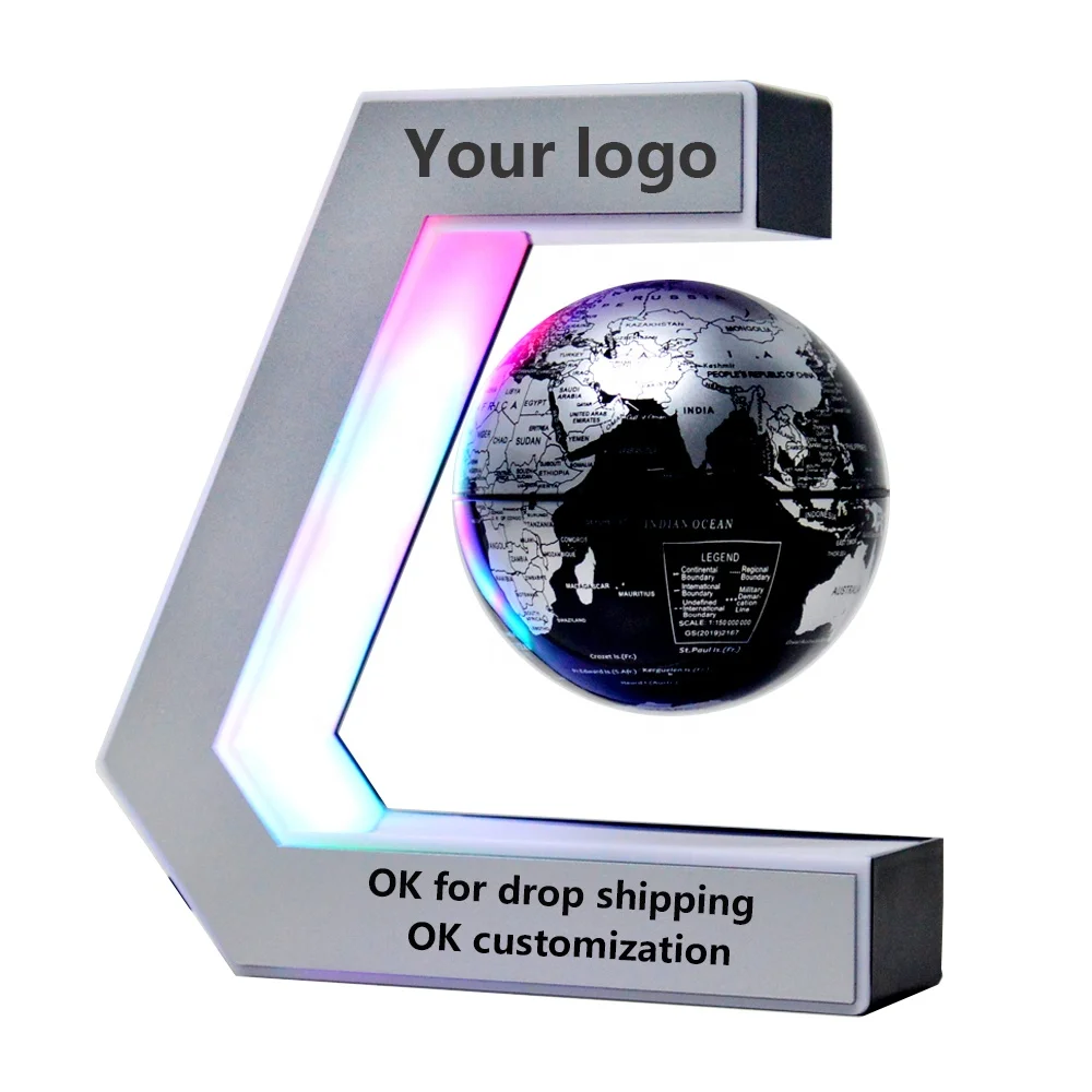 

Plastic world map rotating magnetic levitating floating globe for desktop kids boy education