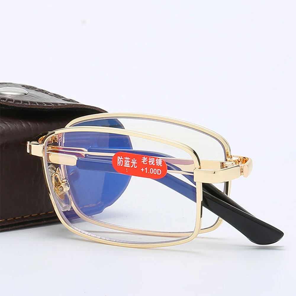 

8048JL Metal portable folding pocket reading glasses with case, Custom colors