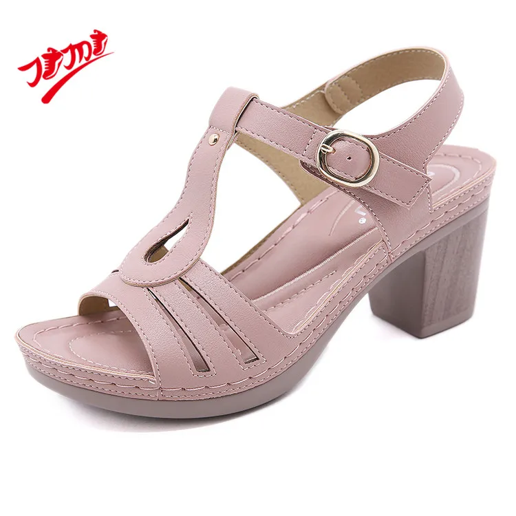 

China New Fashion Trends Heeled Sandals Women Shoe Sandals Heels For Ladies, Black pink white