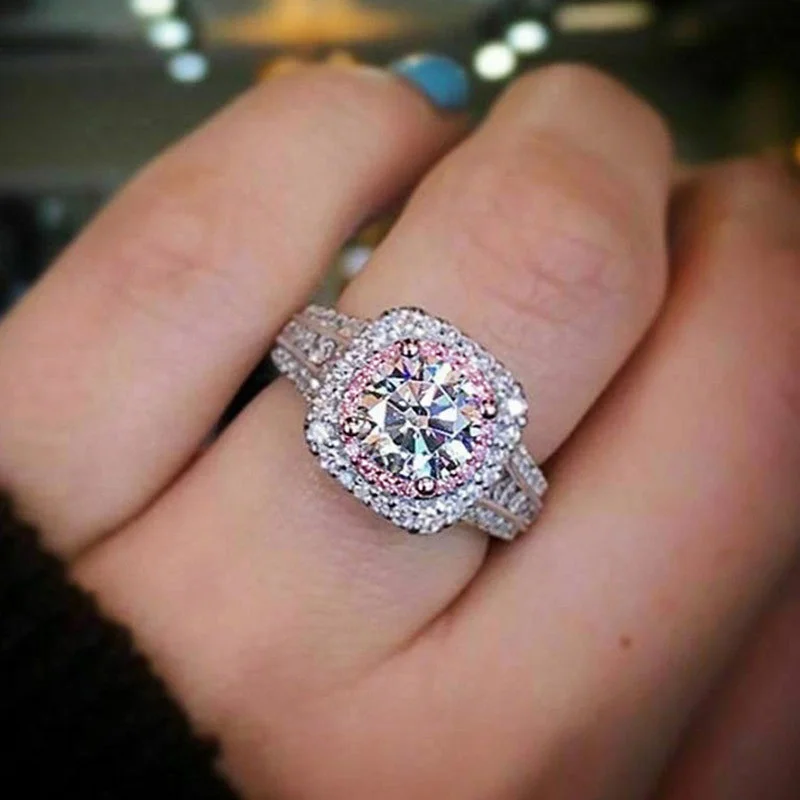 

Luxury Big Stone Rings New European and American double super flash zircon ring for engagement party jewelry