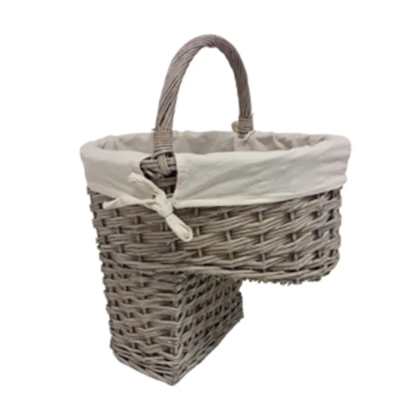 

Wholesale Hot Sale Grey Wicker Wash Willow Storage Laundry Stair Basket with Liner, As photo or as your requirement