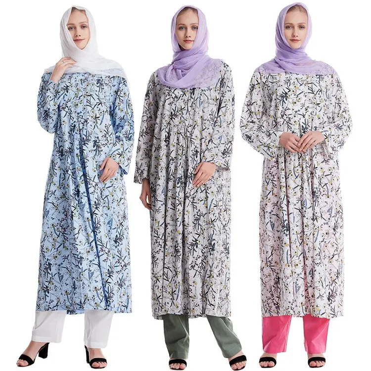 

Muslim Clothing Women Thobe Pants Two Piece Suit Cotton Abaya