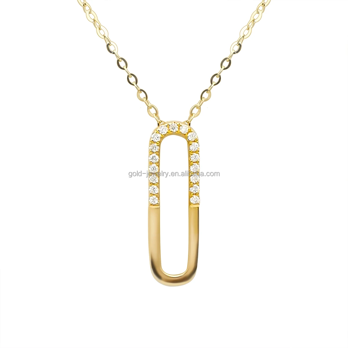 

Solid Gold Necklace 18K Real Gold Paper Clip Trendy Chain Diamond Women Jewelry Simple Fashion 18k Gold Necklace Jewelry