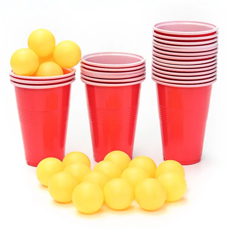 

Bar Beer Pong Drinking Games 16oz Reusable Quality American Red Yellow Cups Party Beer Pong Cup, Red black blue