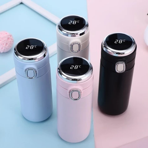 

Stainless Steel Custom logo Insulated thermos smart cup water bottle termos digital tumbler flip-top vacuum flasks