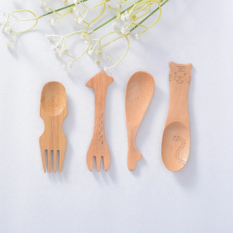 

Wholesale Spoon Set Cute Wooden Bamboo Spoon and Fork Set