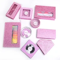 

low MOQ OEM empty 5 pairs rectangle paper pink colour custom eyelash packaging box with window for wholesale