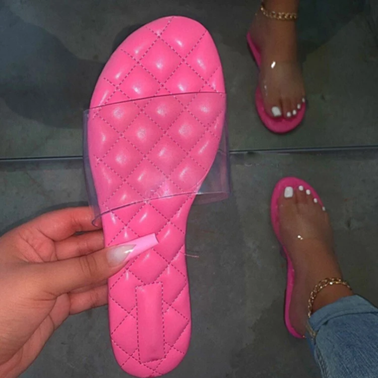 

new fashion Designer flip flops slide shoes Custom flat beach Rubber Slip On transparent jelly sandal