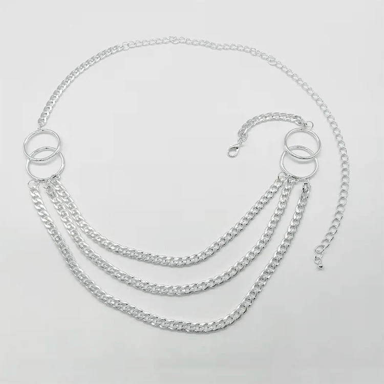 

Retro style multilayer waist chains sterlig silver color waist jewelry belly chain for men and women