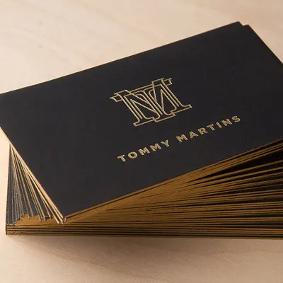Free Custom Environmental Friendly Personalized Golden Edged Black Business Cards