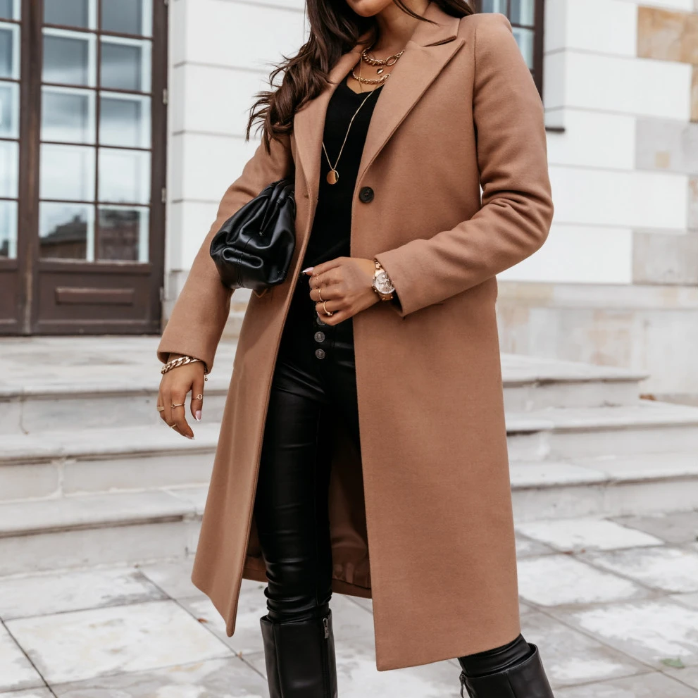 

Women Maxi Coat abrigos Parkas Para Mujer Invierno 2021 new Winter Coats For Ladies Long Brown Womans Business Suit Jacket