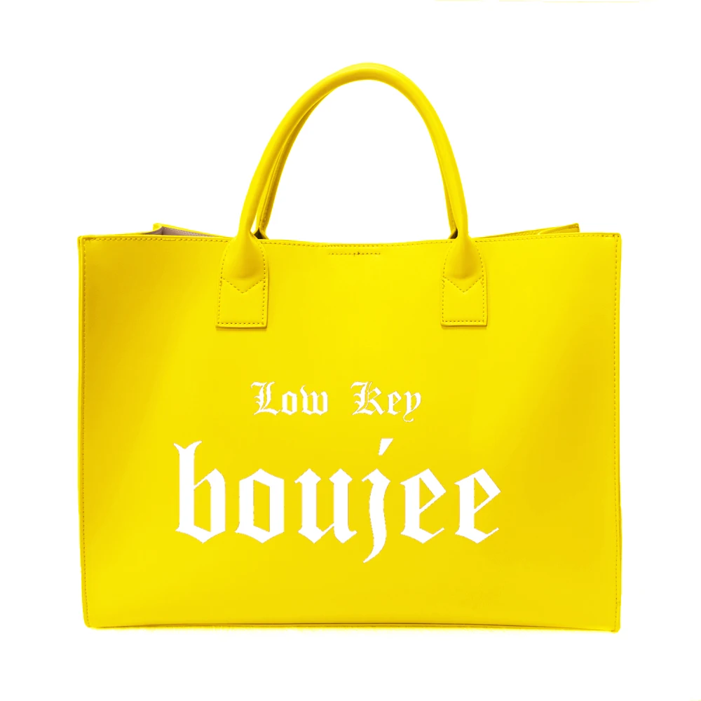 

Embossed Logo USA trendy vegan leather i speak fluent french messenger tote bag Women Handbags