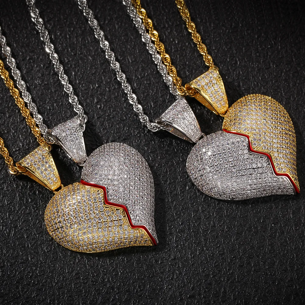 

2021 zirconia heart jewelry sets gold plated couple necklaces magnet necklace