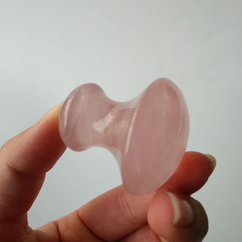 

Newest Product Beauty Rose Quartz gua sha tool mushroom beautiful skin scraping Pink Crystal