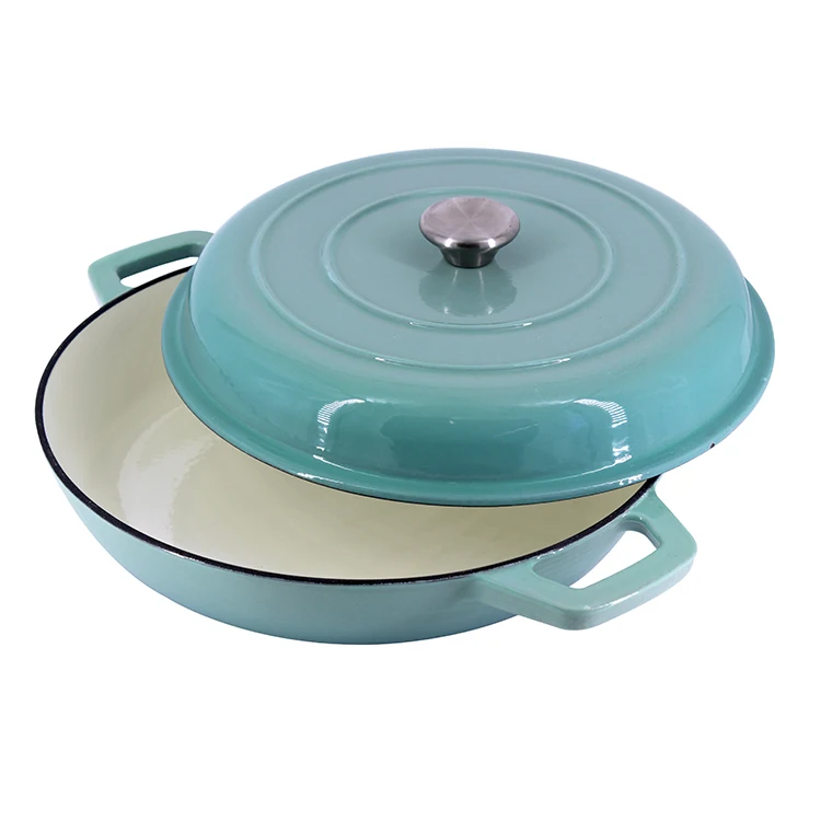 

12 inch enameled cast iron big shallow casserole