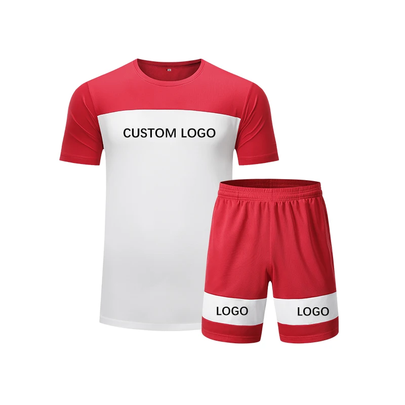 

Custom Summer Outdoor Men Short Tshirt Set Sports Tracksuit Beach Wear Short Sets, Red,blue,white