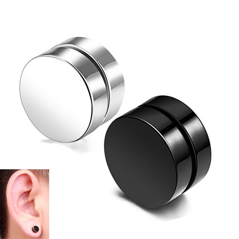 

Stainless Steel men earrings Non Piercing Men Magnetic Earrings Ear Cuff Magnet Ear Stud Earring, As show