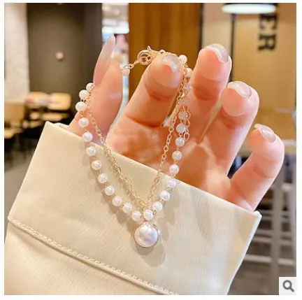 

AA00039 Hot Selling Thin Chains Big Round Pearl Jewelry Pendant Necklace For Women