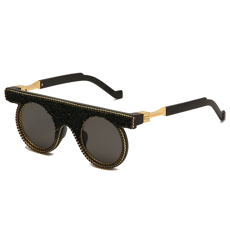 

High Quality Retro Luxury Manual Broken Diamond Fashion Women Sunglasses